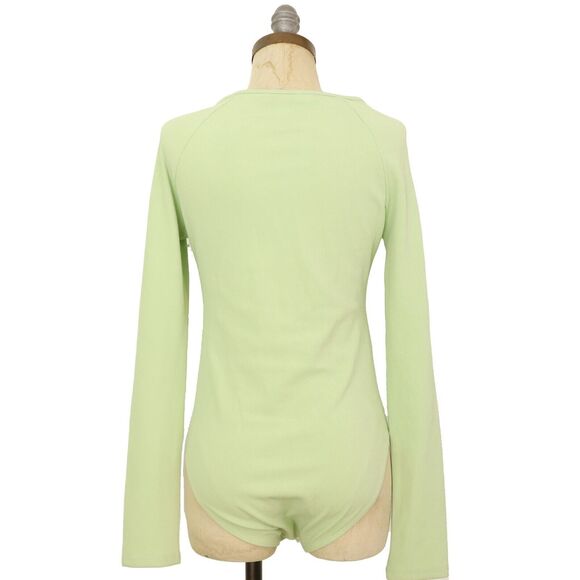 TOPSHOP O-ring Cutout Long Sleeve Bodysuit US 8-10 (UK M) Light Green NEW B21 - Picture 4 of 6